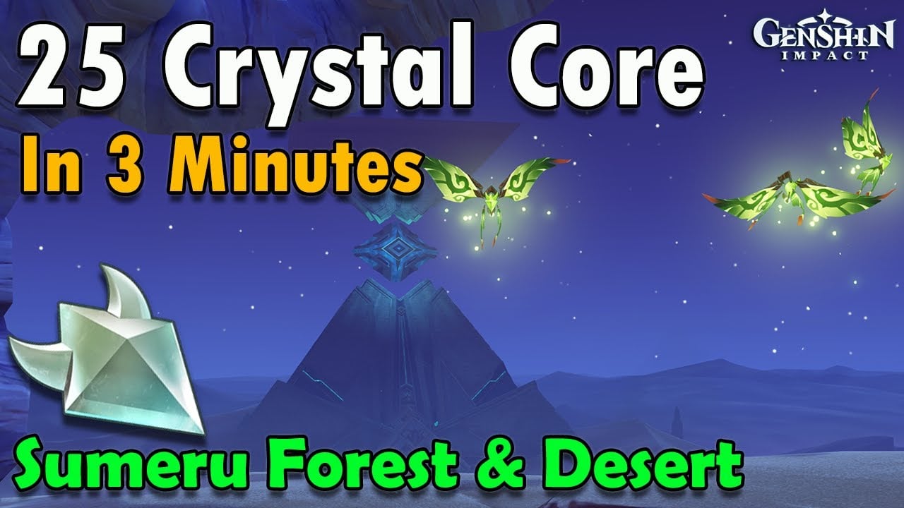 25 Crystal Core Sumeru Farm Route Locations in 3 Minutes | Crystalfly ( Genshin Impact )