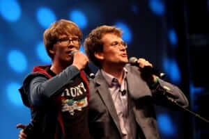 Hank ahd John Green at VidCon 2012.