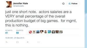 Jennifer Hale Tweet