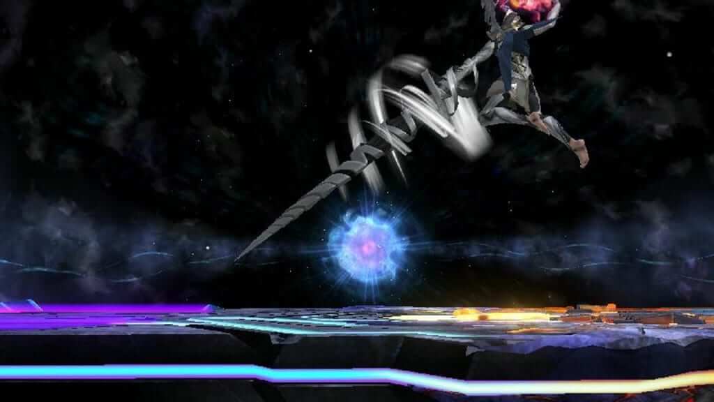 Pressing the button again immediately after starting the spear attack will result in this. Wait until Corrin is closer to the ground if you want to "stick" the landing. Ha... ha... ha... sorry.