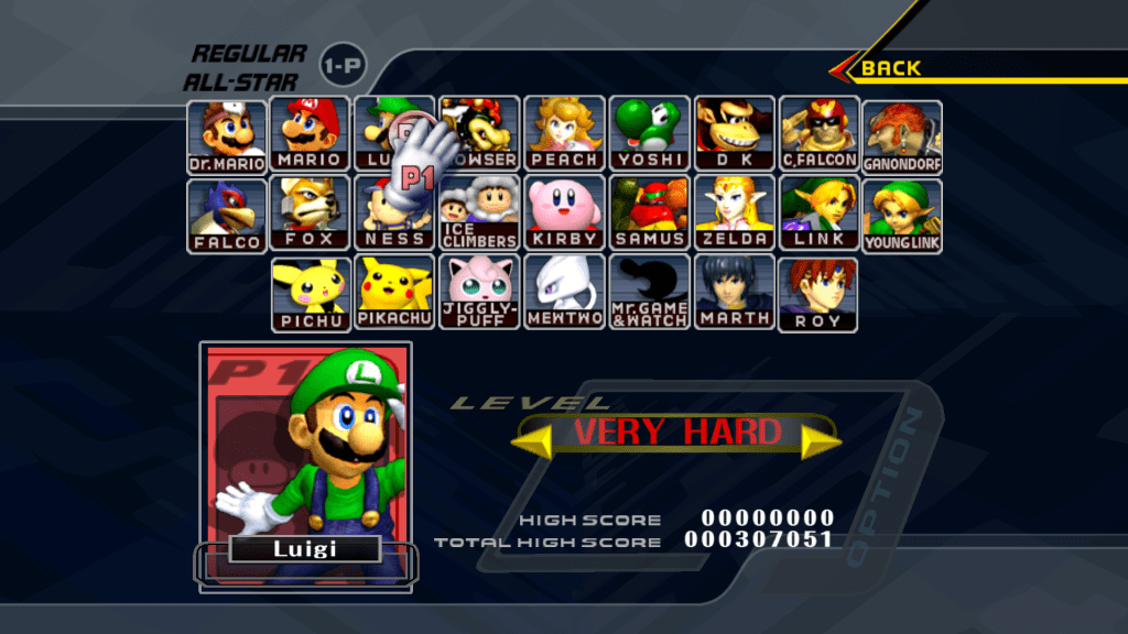 super smash bro character selection screen