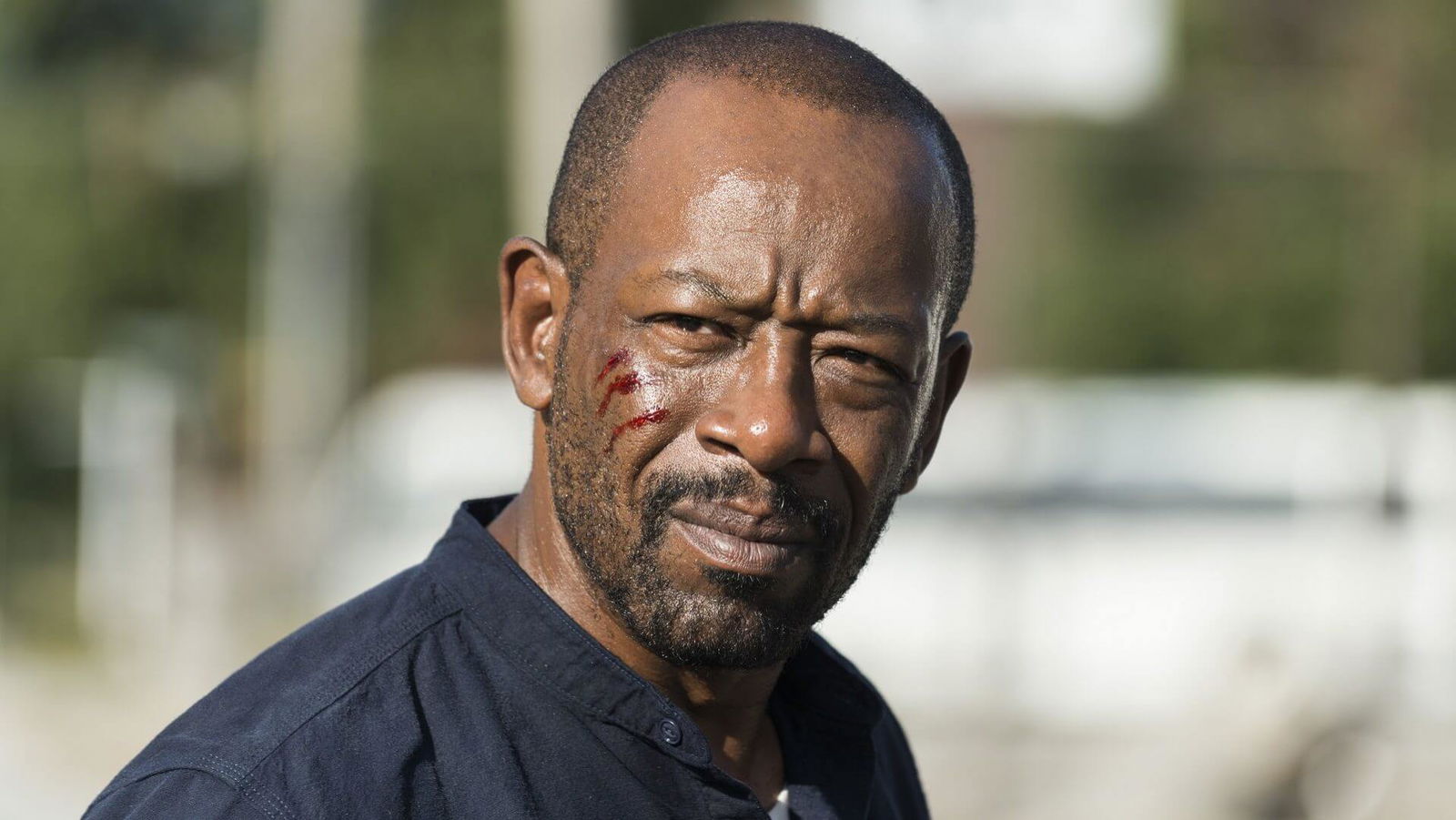 Morgan with a fresh cut on The Walking Dead