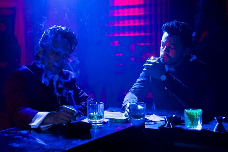 Dominic Cooper as Jesse Custer, Vik Sahay as Frank Patel - Preacher _ Season 2, Episode 2 - Photo Credit: Skip Bolen/AMC/Sony Pictures Television