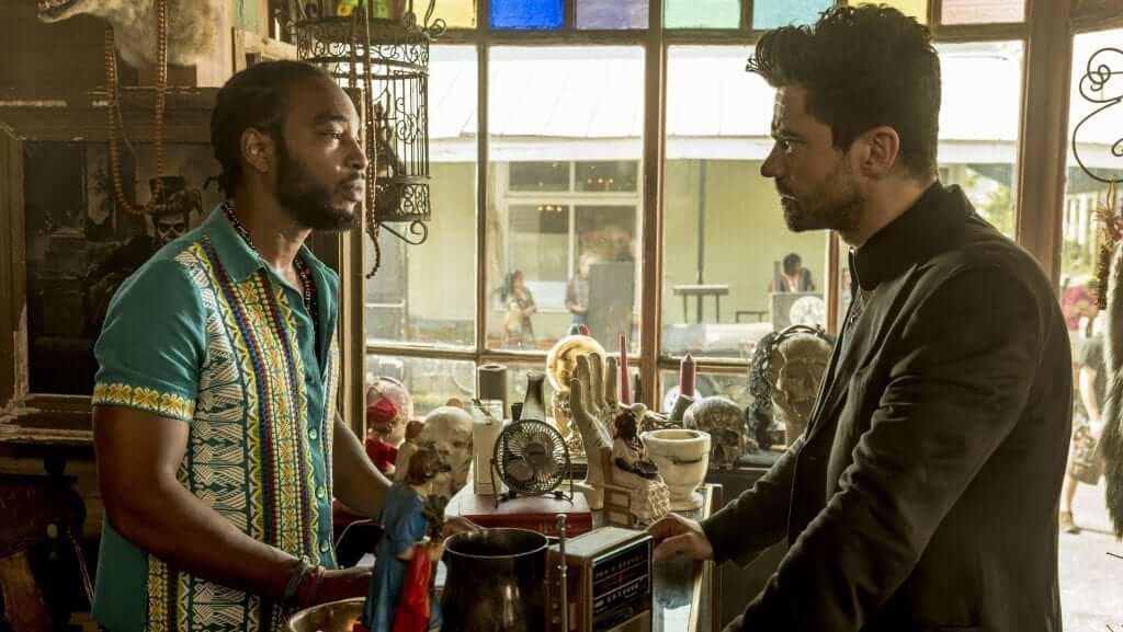 Dominic Cooper as Jesse Custer, Renell Gibbs as Pape Bebe Jr - Preacher _ Season 2, Episode 6 - Photo Credit: Michele K. Short/AMC/Sony Pictures Television