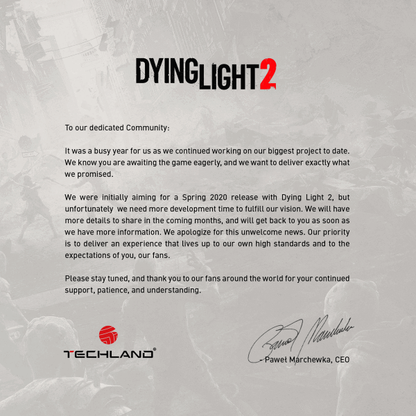 Dying Light 2 Delayed