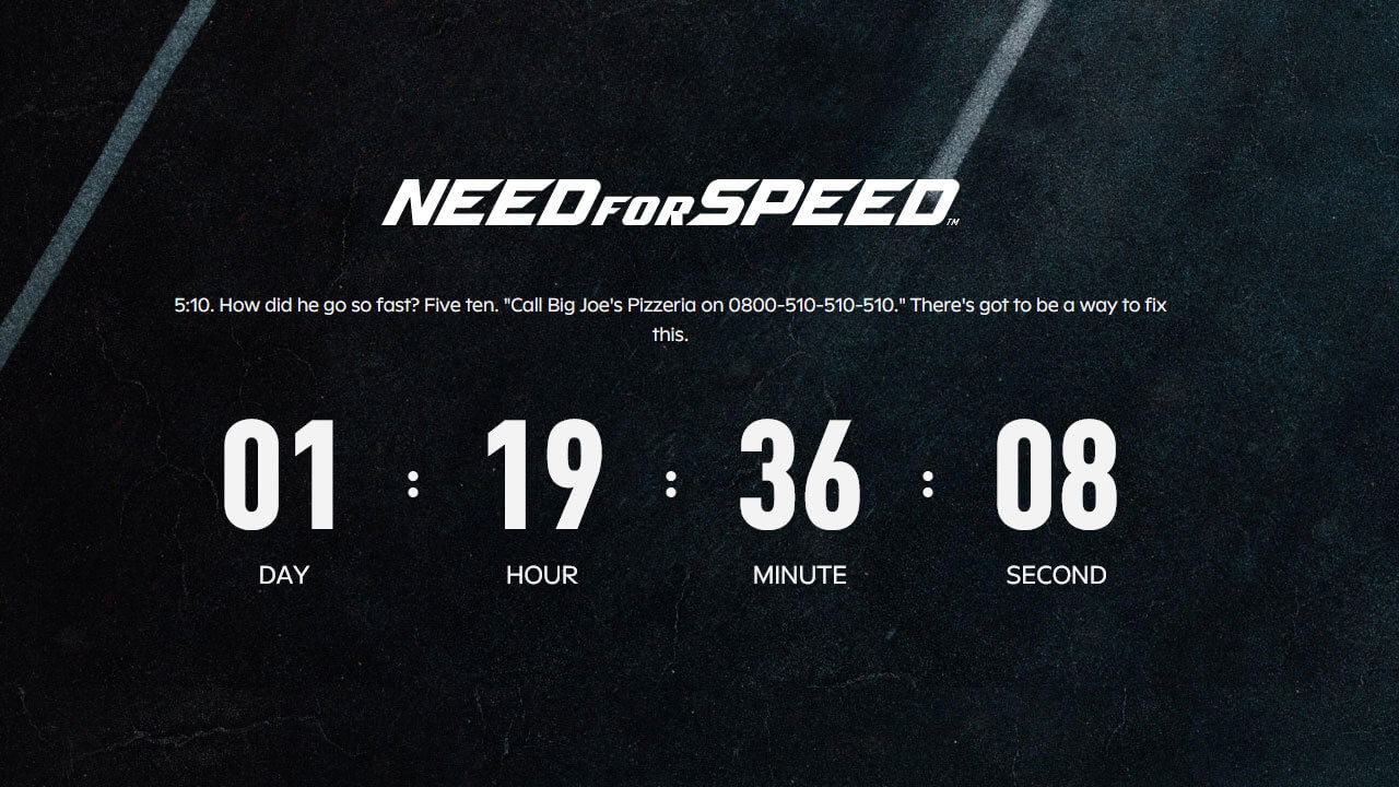 Need For Speed Announcement Countdown