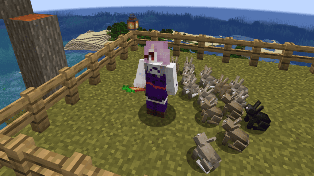 Giving Rabbits a Carrot in MinecraftGiving Rabbits a Carrot in Minecraft