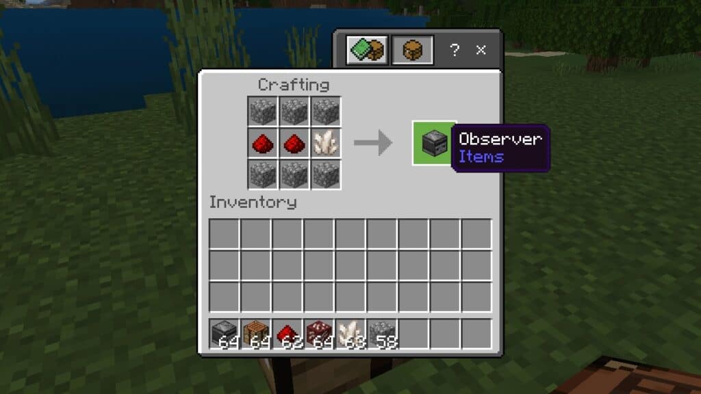 observer crafting recipe for minecraft