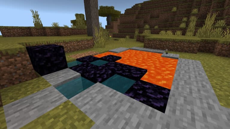 Lava and Obsidian near the player in Minecraft