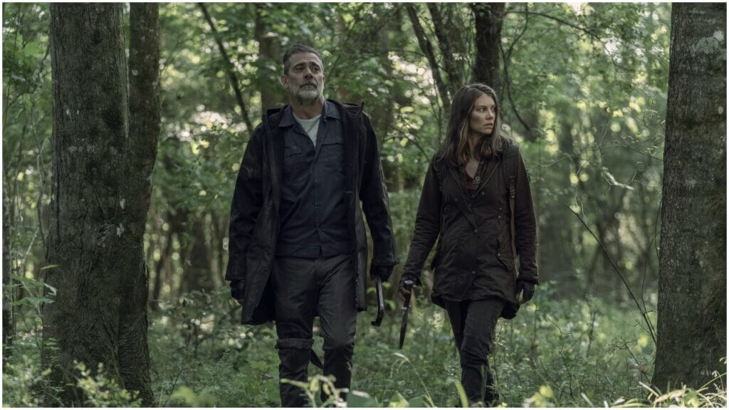 Lauren Cohan and Jeffrey Dean Morgan as Maggie and Negan in Isle of the Dead The Walking Dead Spin-Off Series - Screenshot