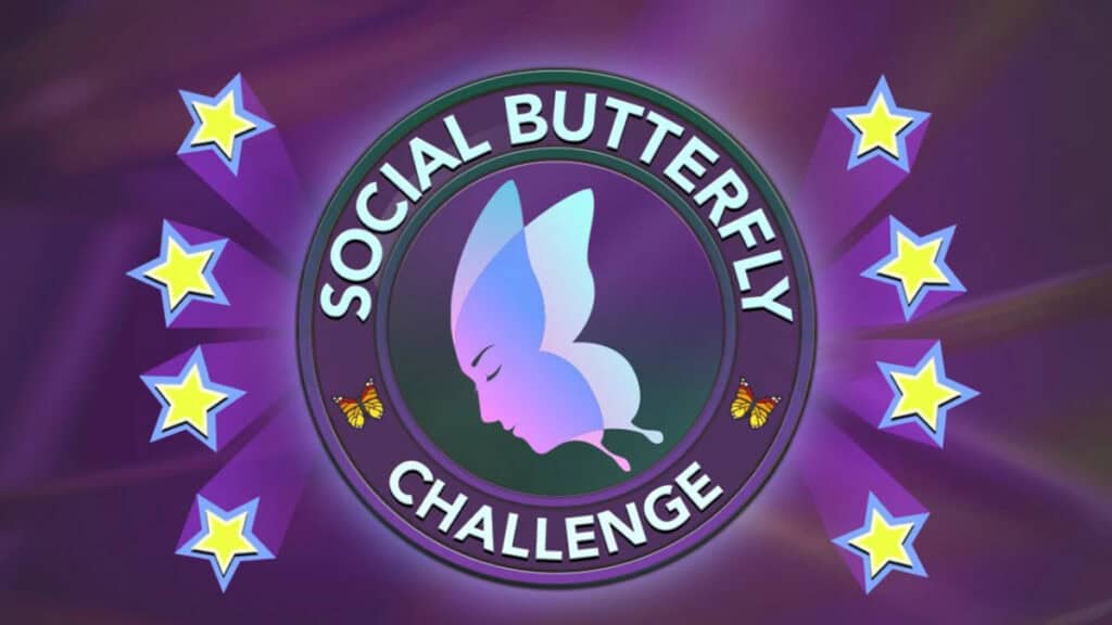 The logo for the Social Butterfly Challenge in BitLife