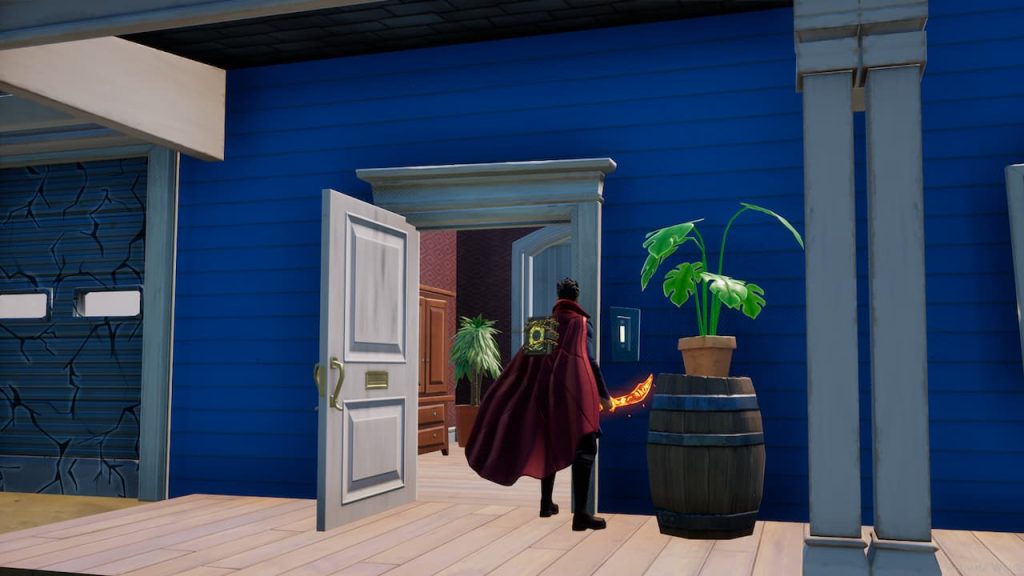 Doctor Strange completing Ring Doorbell Until It Breaks Quest in Fortnite