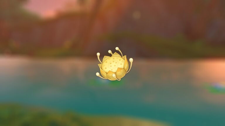 The Nilotpala Lotus icon. as showcased in Genshin Impact.