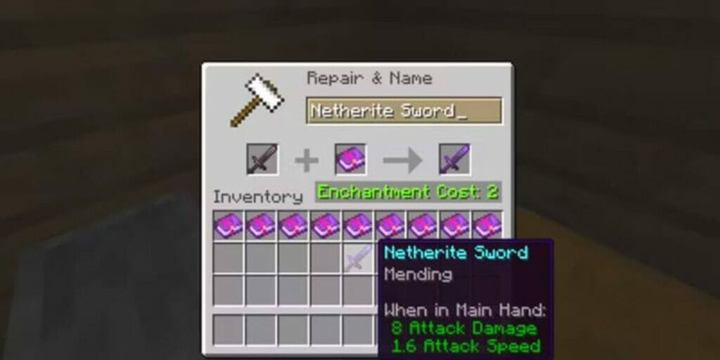 Sword Mending Enchantment in Minecraft 1.20