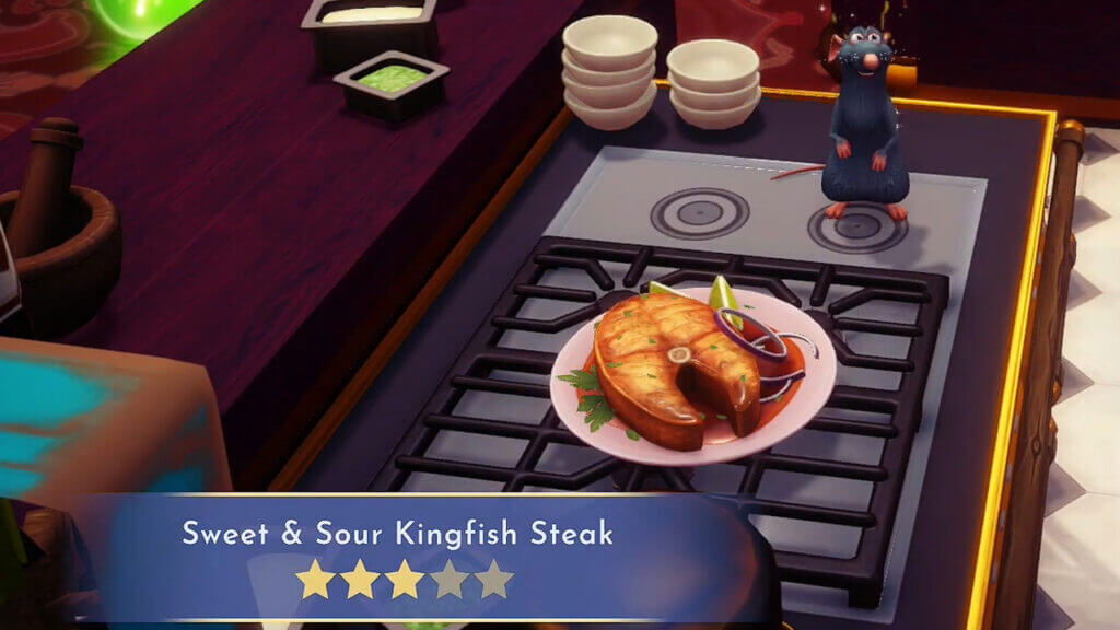 A Plate of Sweet and Sour Kingfish Steak in Disney Dreamlight Valley