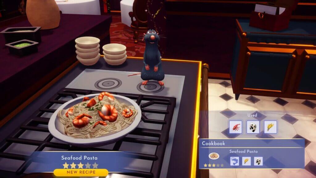 How to make the seafood pasta recipe in Disney Dreamlight Valley