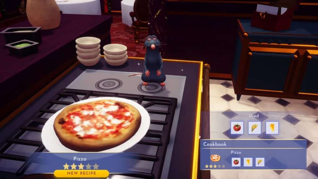 How to make the pizza recipe in disney dreamlight valley.