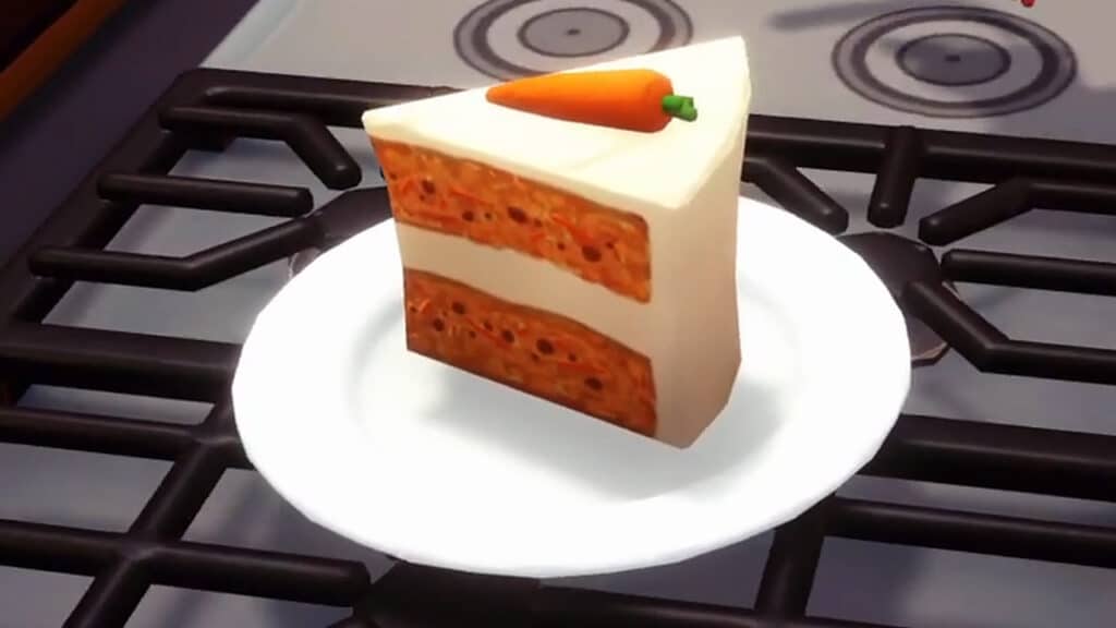 Plate of Carrot Cake in Disney Dreamlight Valley