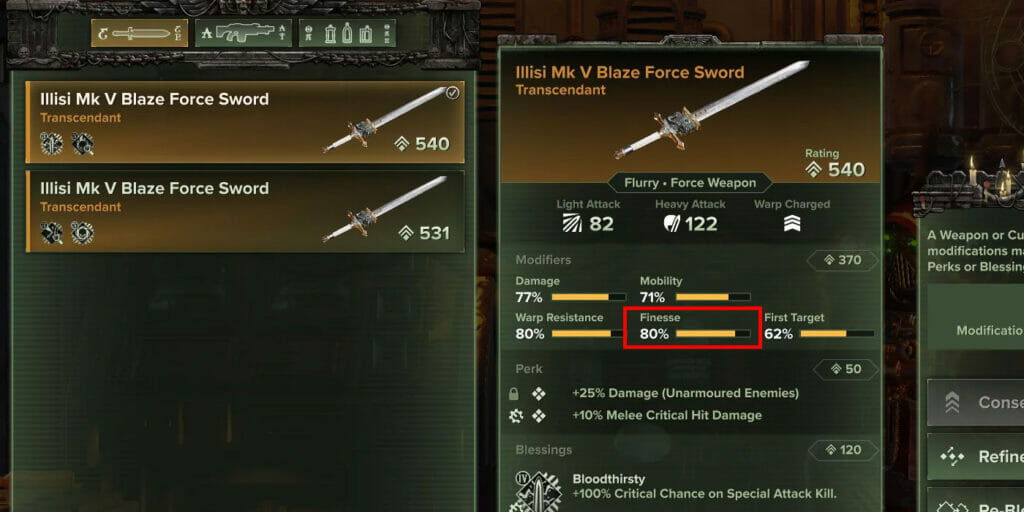 Warhammer 40K: Darktide, Finesse Stat Explained