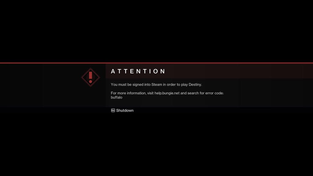 Destiny 2 Buffalo Error Code