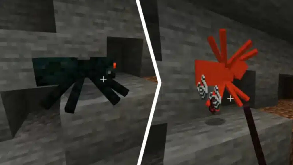 The player attacks Spiders to get String in Minecraft