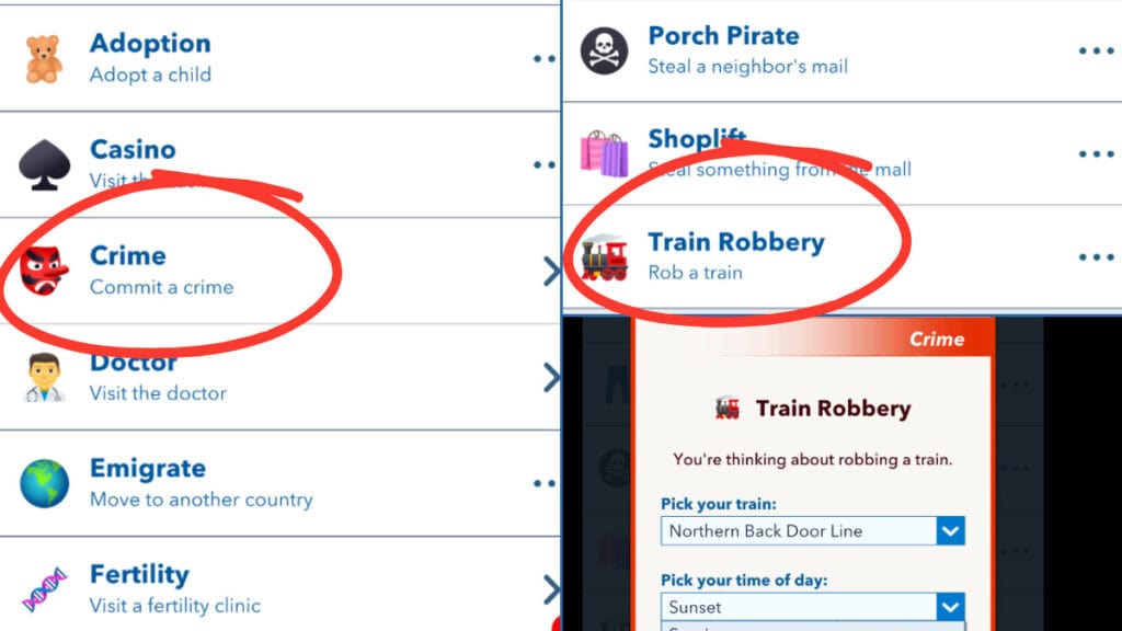 bitlife train robbery