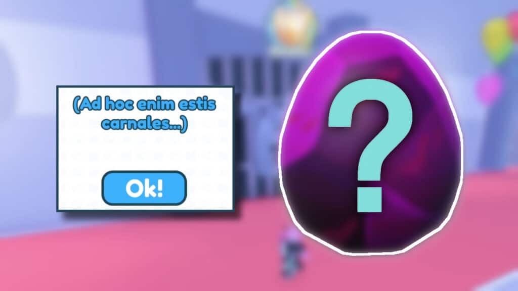 Dominus Egg and Ad hoc enim estis carnales Message in Roblox Pet Simulator X