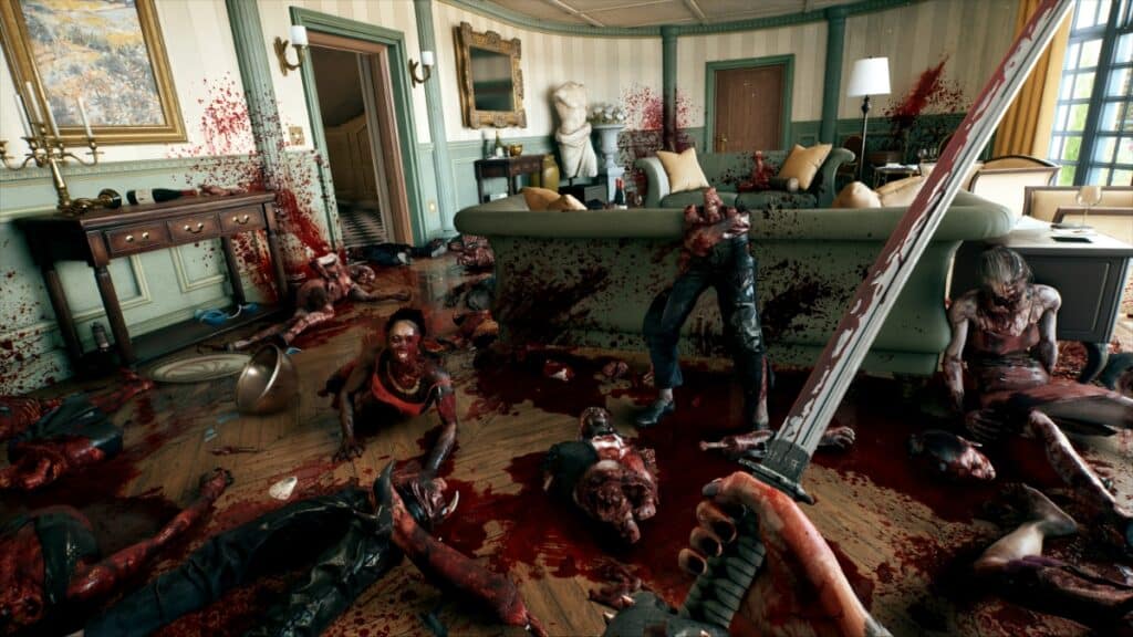 Bodies litter a room in Dead Island 2