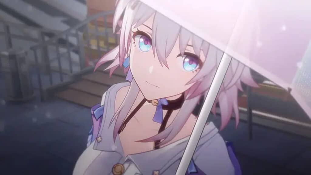 A character holds up an umbrella in Honkai Star Rail