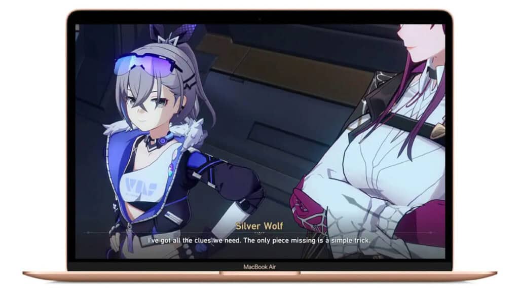 Gameplay from Honkai Star Rail playing on a Ma, showing two characters talking