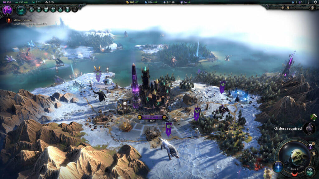 Image of the gameplay where we see how to heal units in Age of Wonders 4.