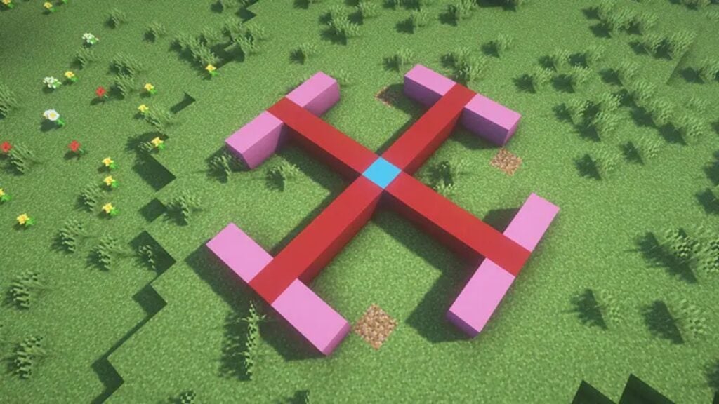 A player uses the X Method to make a circle in Minecraft