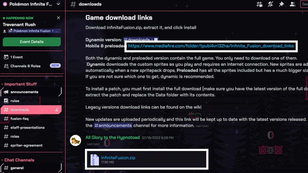 Pokemon Infinite Fusion Discord Downloads