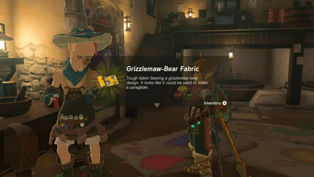 The player gets Grizzlemaw Bear Fabric in Tears of the Kingdom