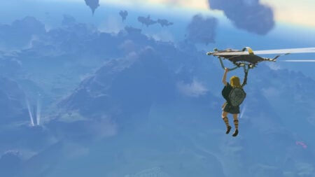 Link gliding in Hyrule