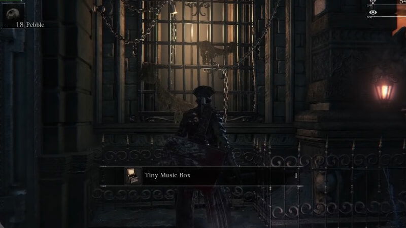 Bloodborne character talking with little girl through window