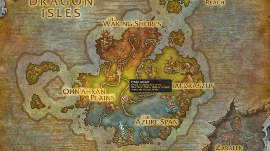 A map of Fyrakk Assaults in World of Warcraft