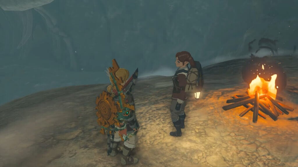 Link talking with Loone in TotK