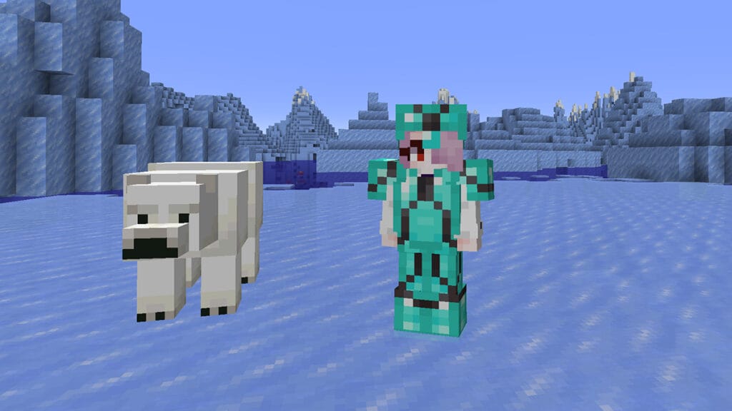 minecraft player wearing diamond tide armor trim