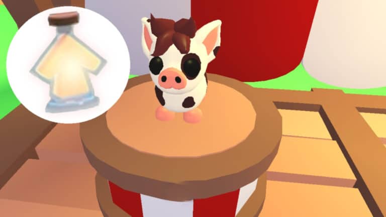 The Age-Up Potion beside a pet in Adopt Me Roblox