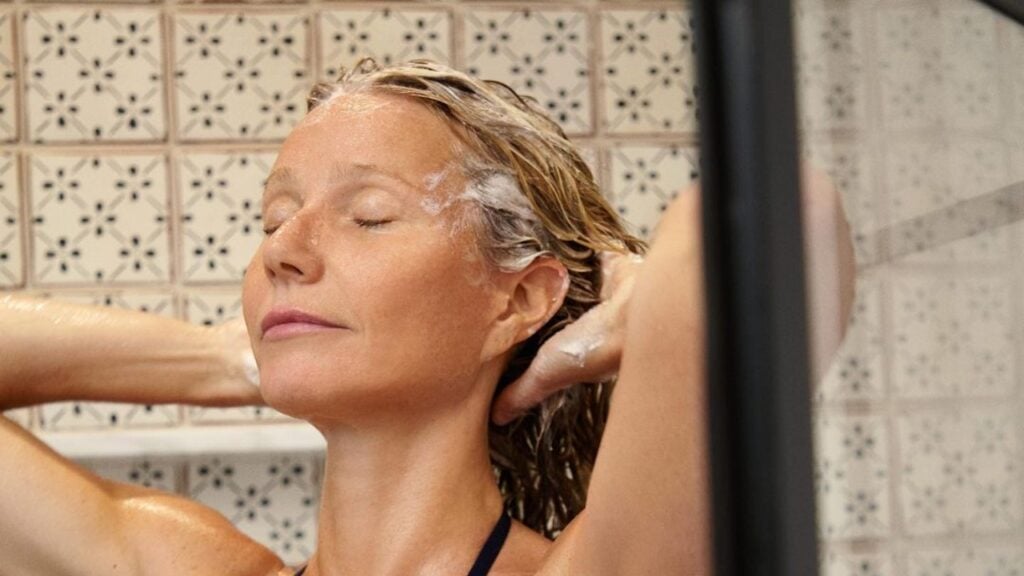 Gwyneth Paltrow promotes Goop in shower video