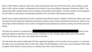 4,000 Roblox Users' Information Leaked Through Data Breach | The Nerd Stash