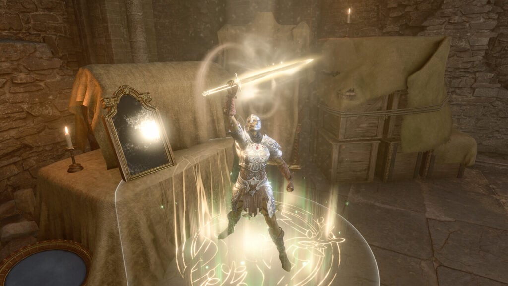 Baldur's Gate 3 Paladin casting a spell