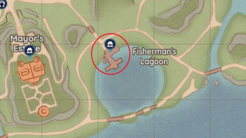 A map showing Fisherman's Lagoon in Palia