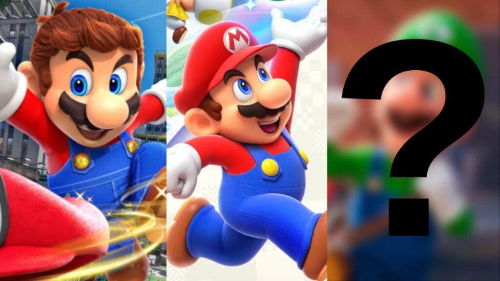 super mario wonder, mario odyssey, and a question mark