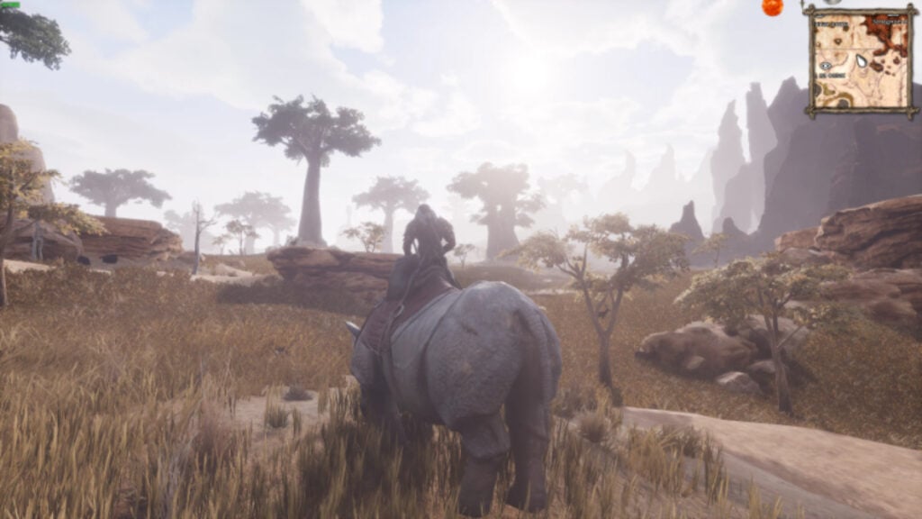 The desert lit with Improved Graphics in Conan Exiles