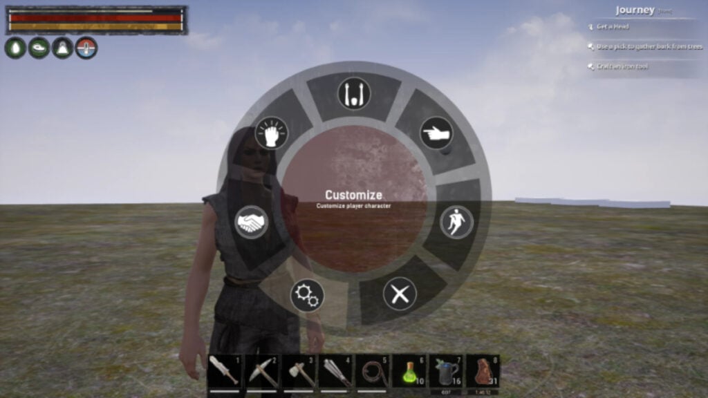 The player character customization wheel