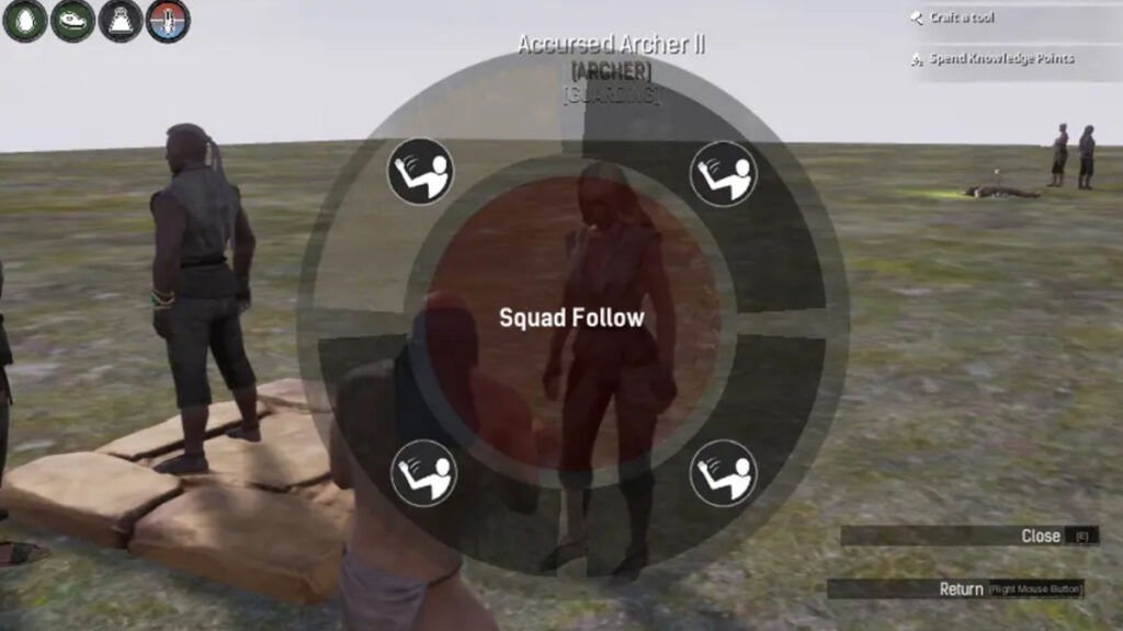 A selection wheel in the Squad Mod for Conan Exiles