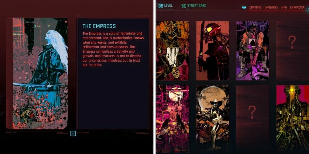 beating cyberpunk 2077 tarot cards