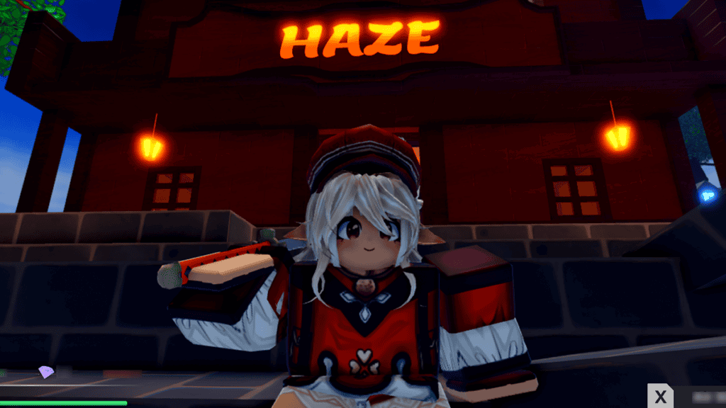 Haze Piece Roblox Standing in Front of Haze building